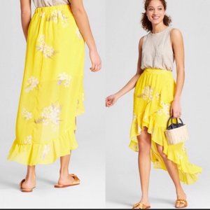 A New Day NWT Hi/Lo Ruffle Skirt Yellow 1X  NWT  Yellow- Oscars! Spring floral g